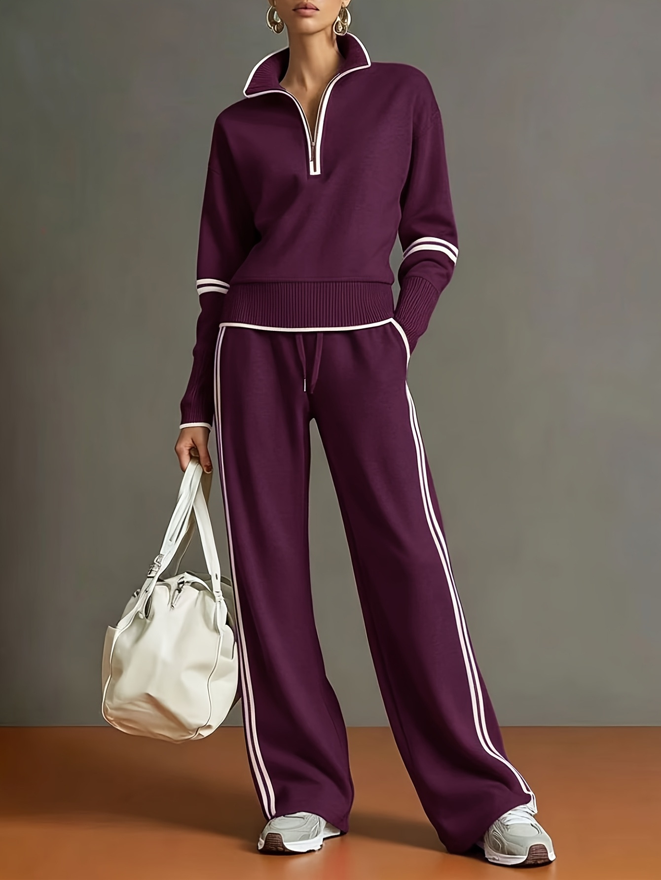 2026 Women's Fashion Casual Zip-Up Jacket Sports Two-Piece Set for Amazon and Independent Sites