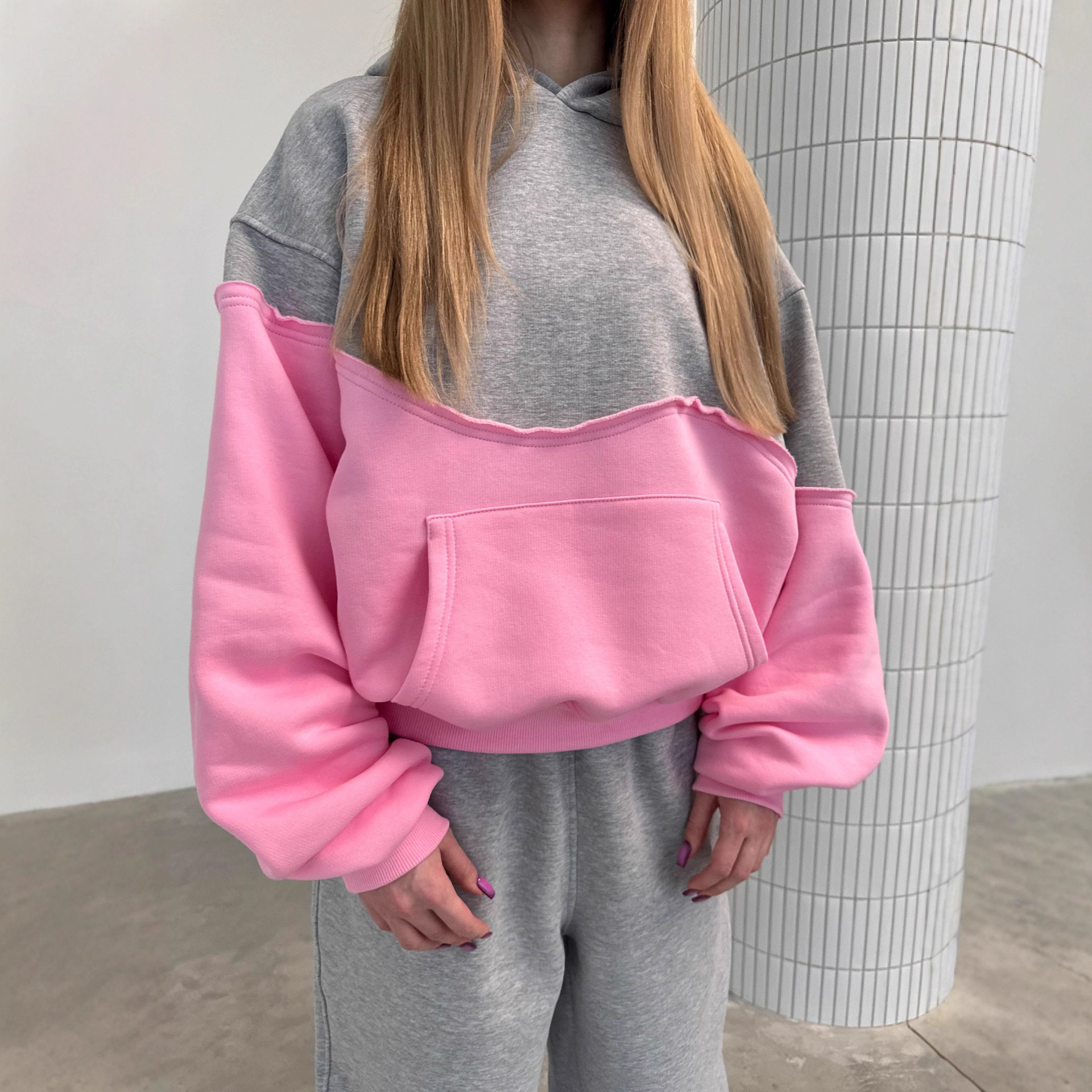 Women's Color-Block Hoodie and Jogger Two-Piece Set