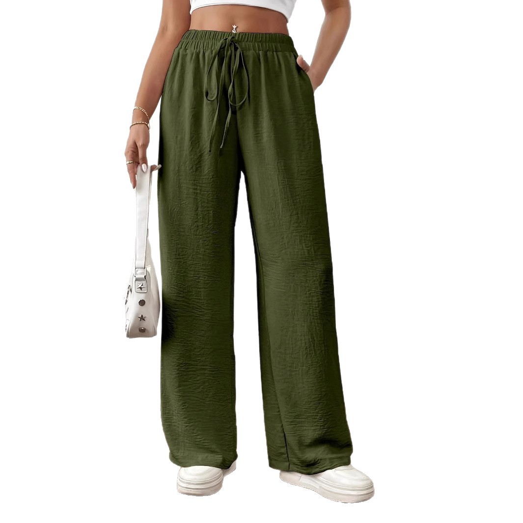 Women's Wide-Leg Lounge Pants with Pockets, Elastic Drawstring Waist, Lightweight
