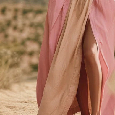 Elegant Strapless Color-Block Slit Maxi Dress