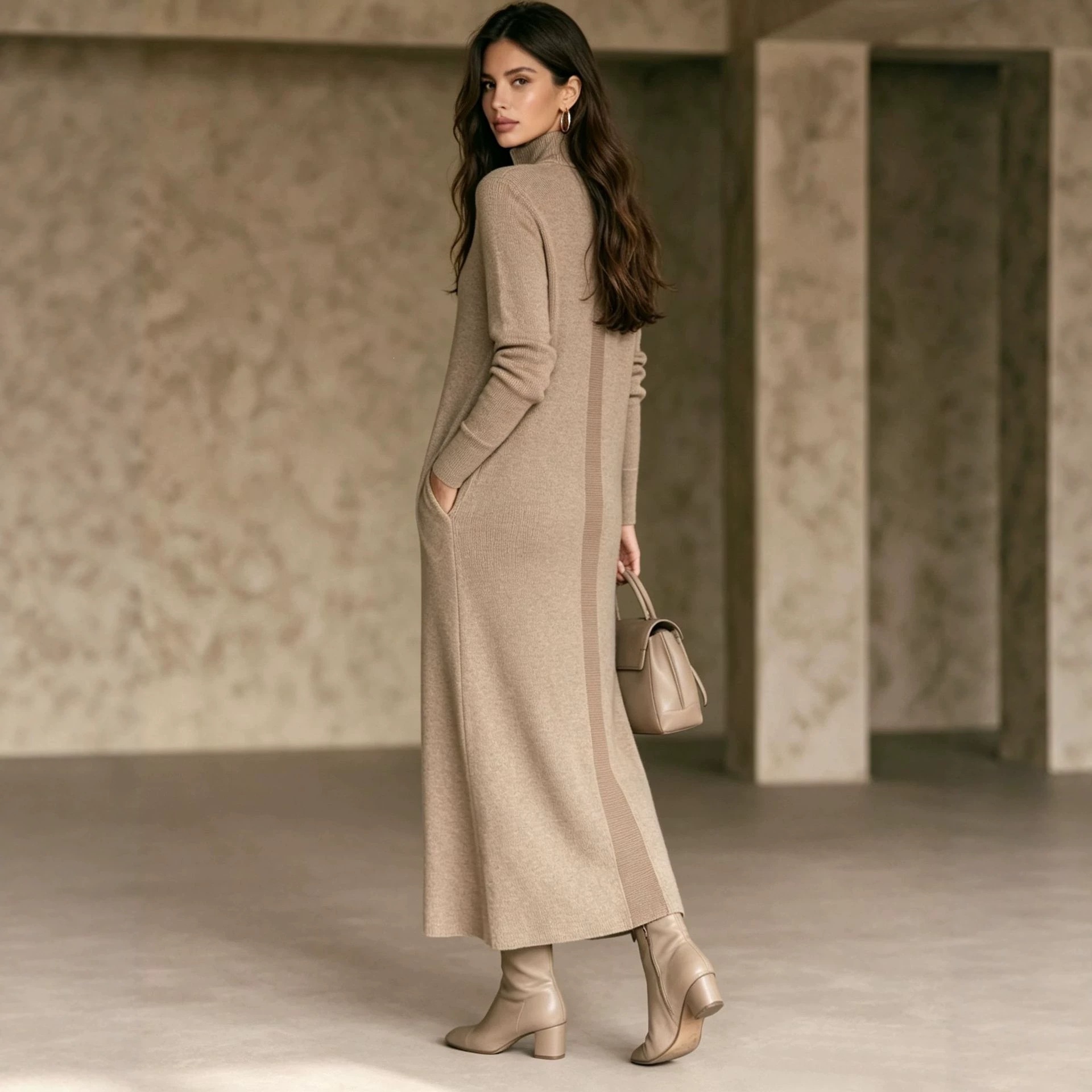 Women's Half-Zip Long-Sleeve Slim Fit Commuter Dress