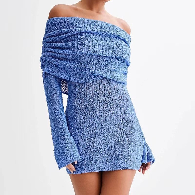 Sheer Long Sleeve Off-Shoulder Bodycon Mini Dress