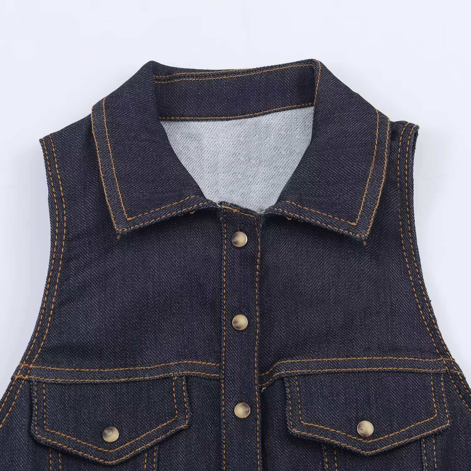 High-Waisted Denim Sleeveless Jumpsuit with Flared Shorts