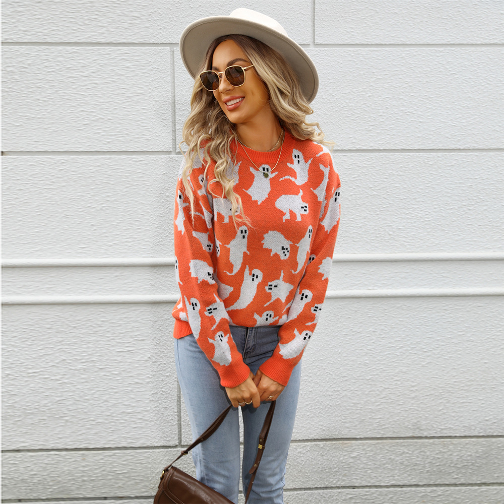Halloween Animal Jacquard Knit Pullover Sweater
