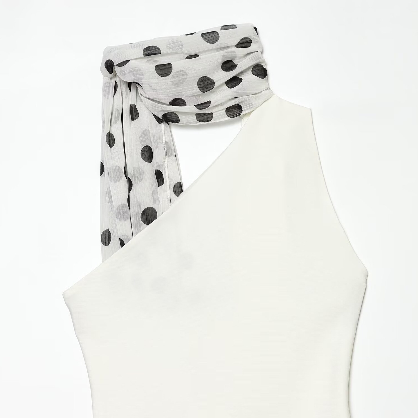 Women's Polka Dot Halter Neck Midi Dress Sleeveless Straight Fit
