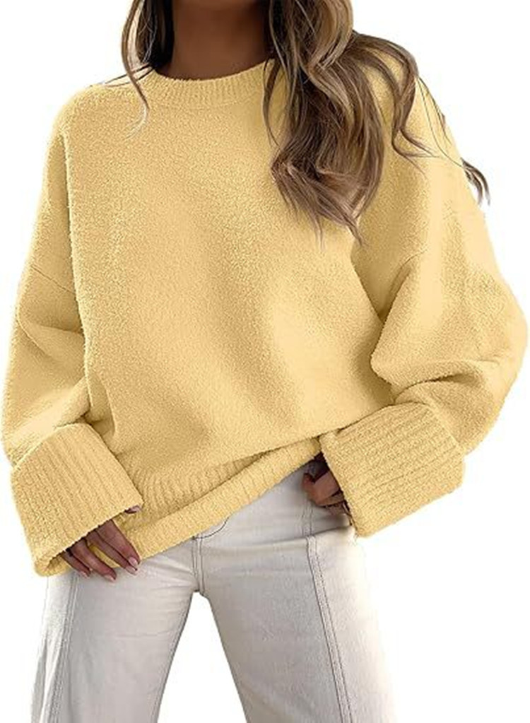 Women's Crewneck Long Sleeve Fuzzy Warm Sweater