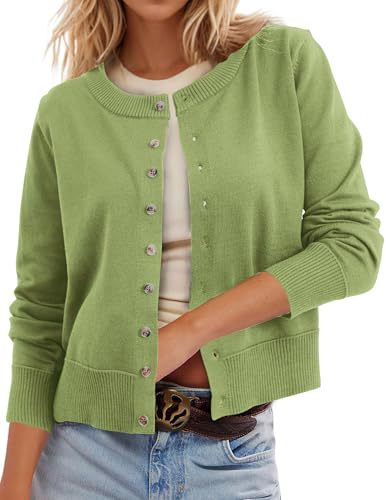 Women's Polka Dot Print Button Cardigan Sweater