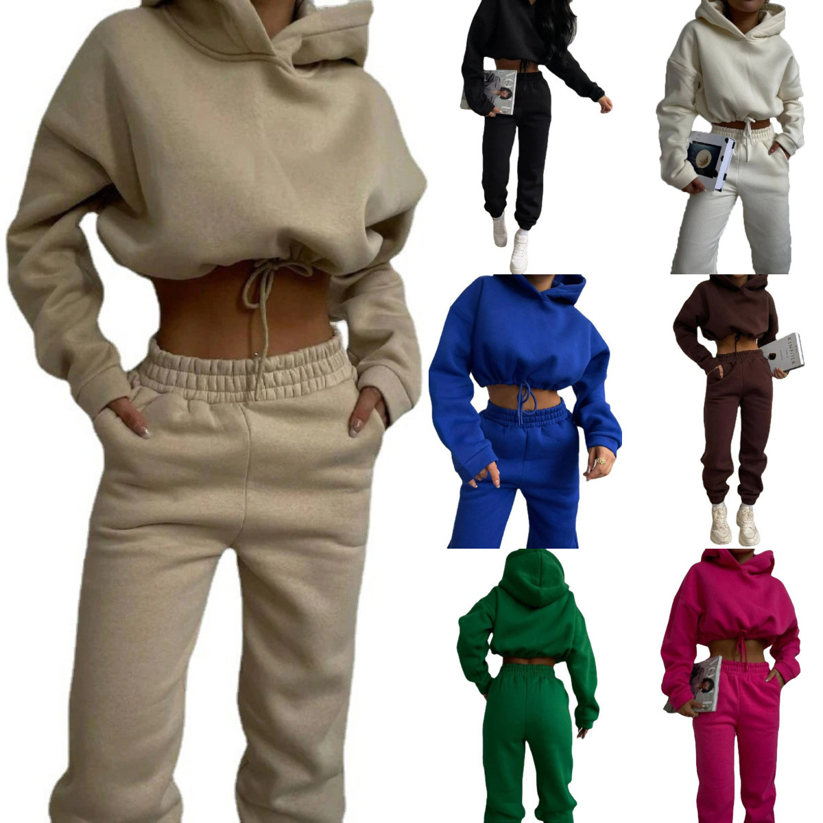 Women's Hooded Sweatshirt and Pants Two-Piece Set