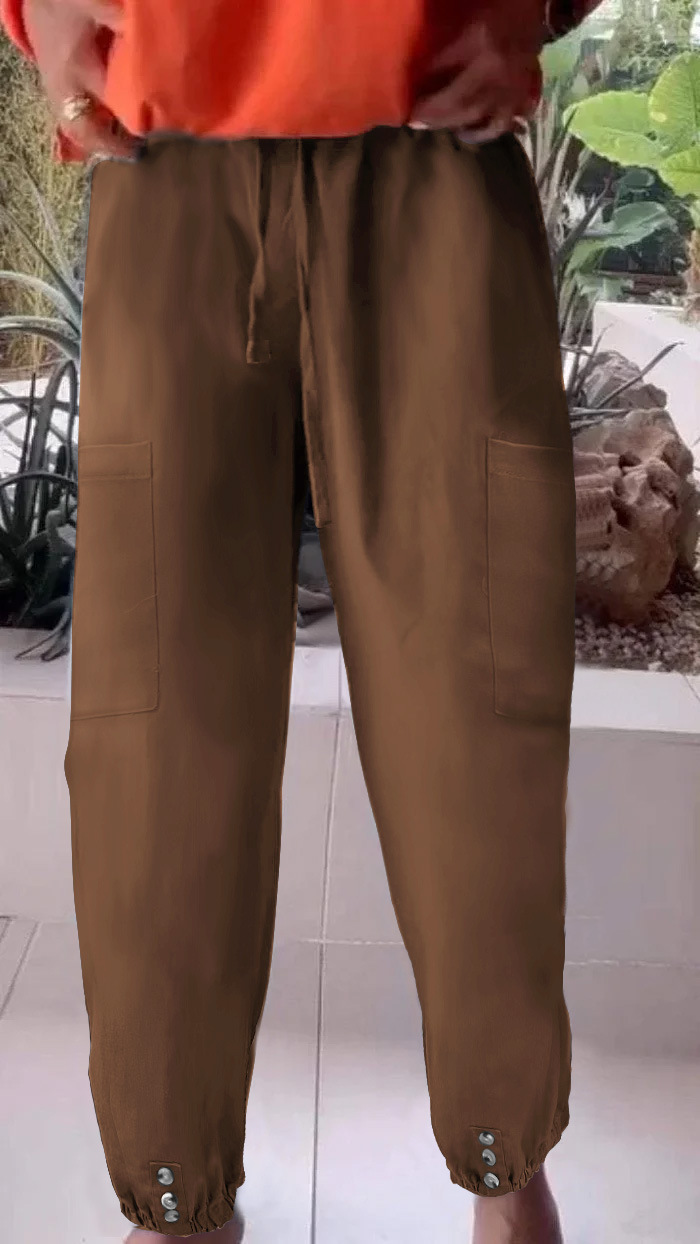 Women's High-Waist Wide-Leg Cropped Pants with Slight Stretch