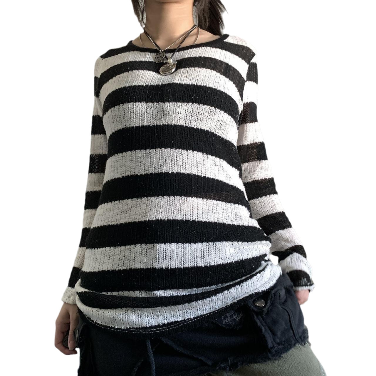 Striped Long Sleeve Loose Knit Top