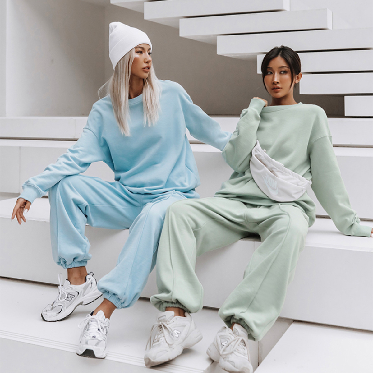 Women's Loose Casual Sweatshirt and Pants Two-Piece Set