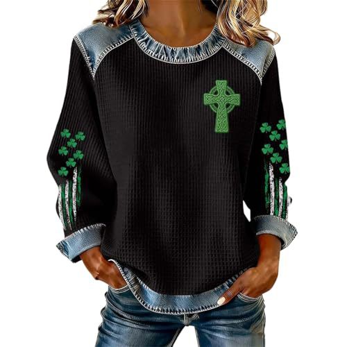 Women's Clover Tree Plant Print Crewneck Sweatshirt