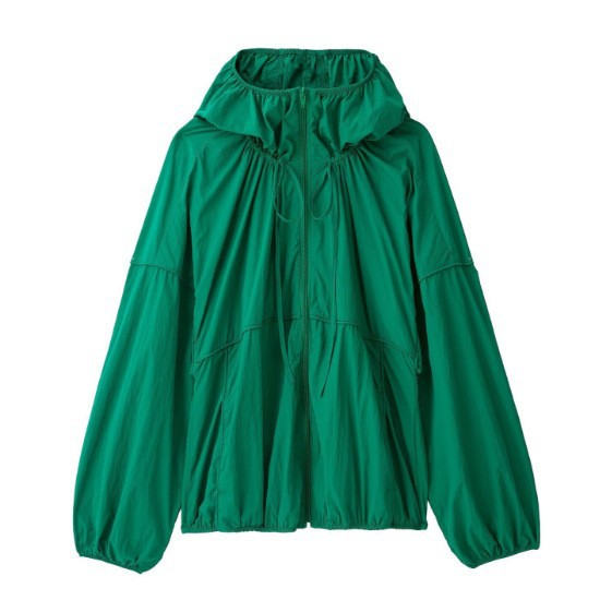 Women's Stand Collar Hooded Long Sleeve Tech Fabric Jacket