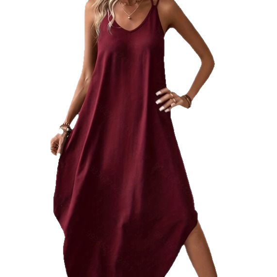 Women's Solid Color Sweet Loose Long A-Line Cami Dress