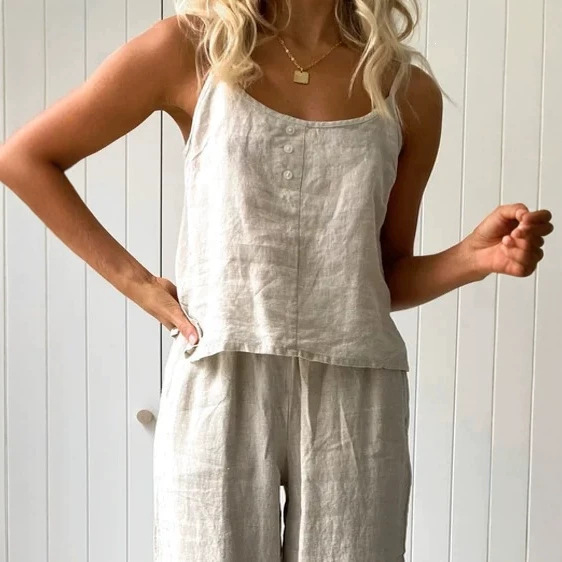 Women's Sleeveless Cami & Wide-Leg Pants Two-Piece Set