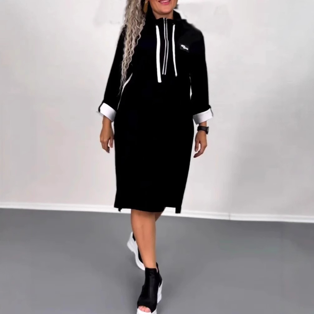 Women's Casual Turtleneck Long Sleeve Maxi Dress