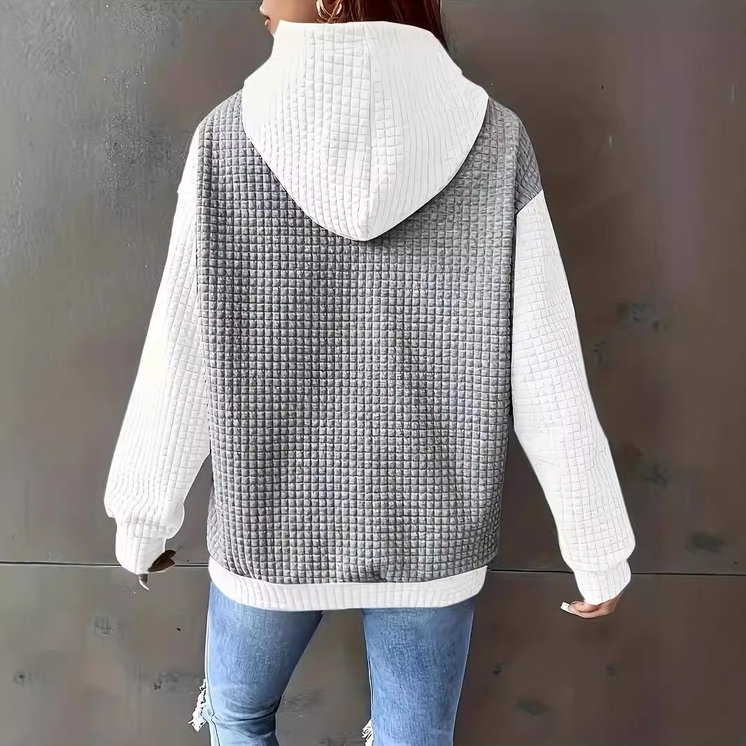 Color Block Patchwork Pullover Hoodie for Women