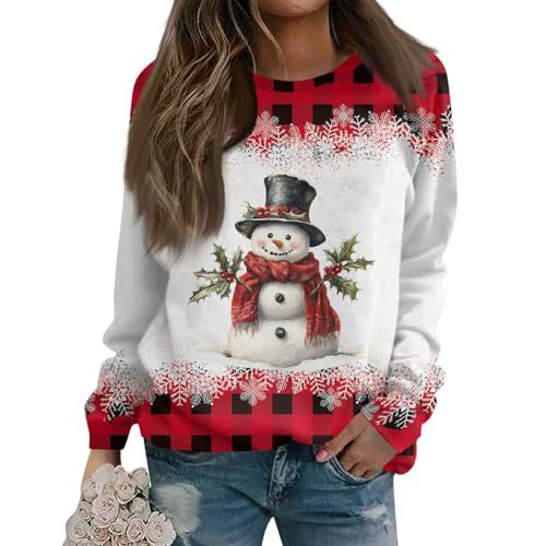 Women's Christmas Snowman Reindeer Print Sweatshirt