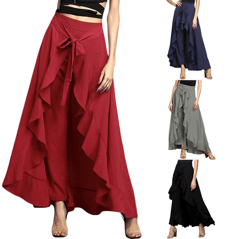 Women's High Waist Wide Leg Chiffon Pants