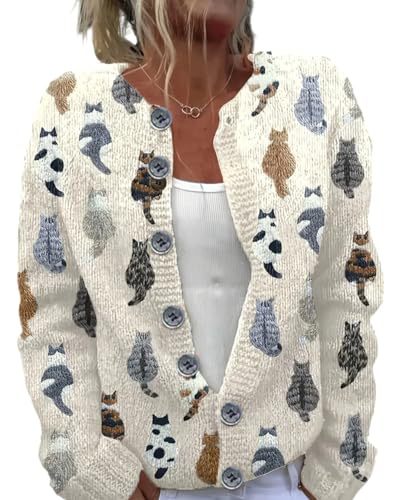 Women's Animal Boho Print Button Cardigan Sweater