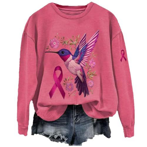 Women's Bird Sparrow Ribbon Print Sweatshirt