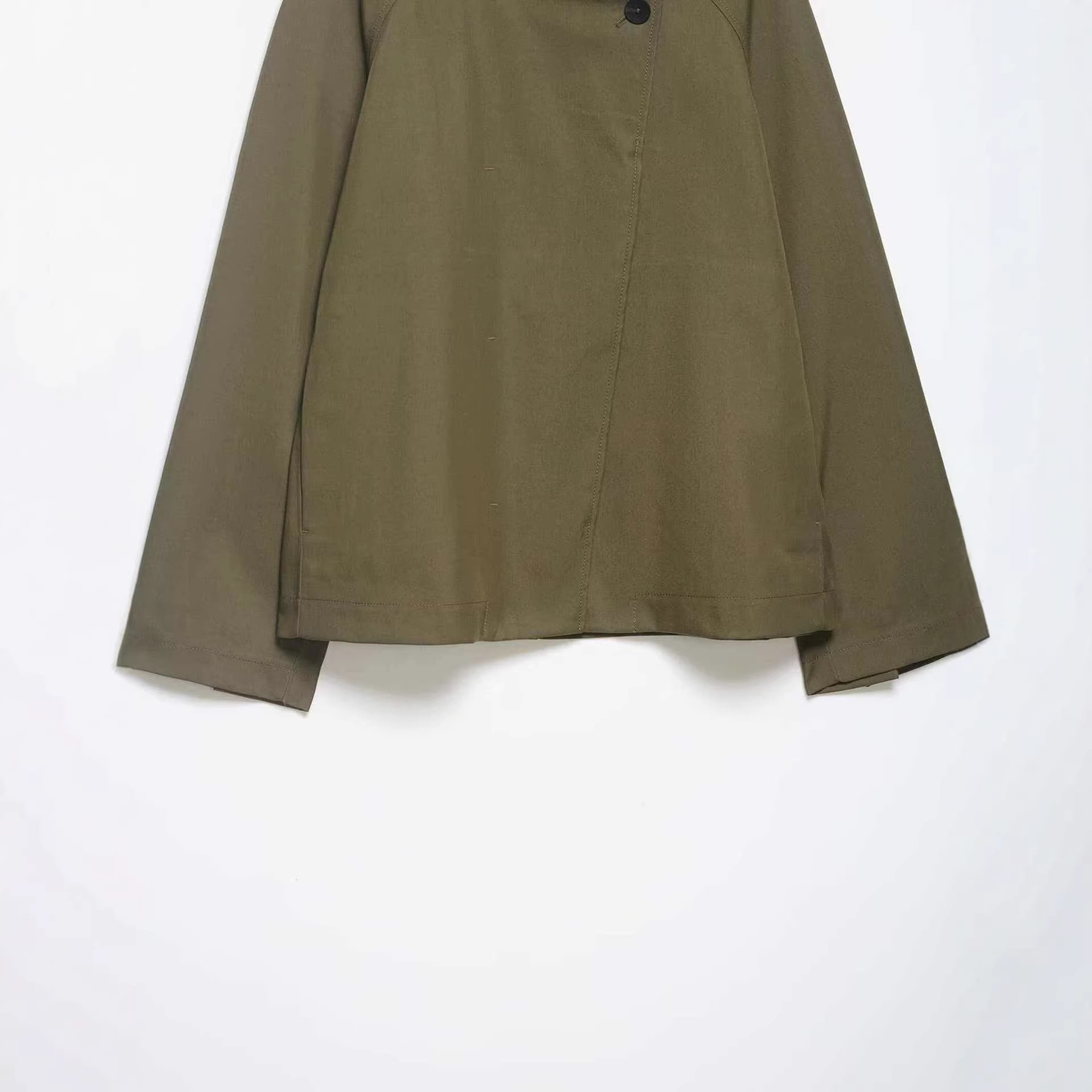 Women's Textured Military Green Zip-Up Jacket