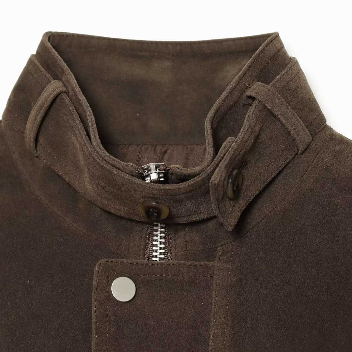 Sueded Faux Leather Bomber Jacket Women's Loose Fit Zip-Up