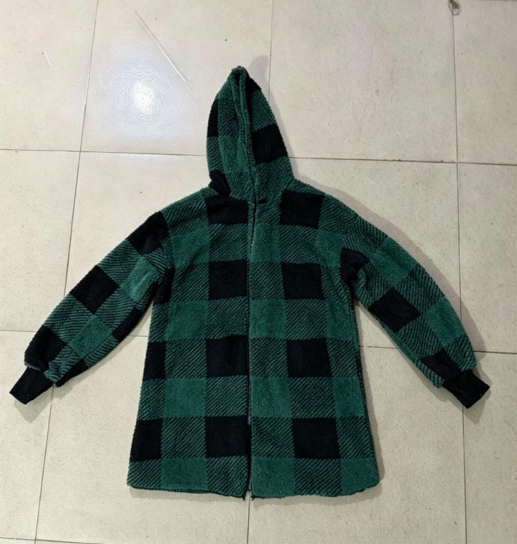 Women's Loose Plaid Fuzzy Cardigan Sweater