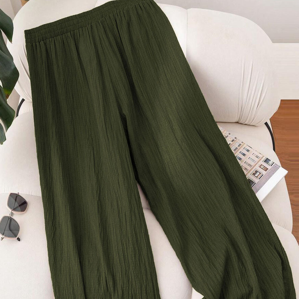 Women's High-Waist Wide-Leg Pants Plus Size Loose Casual Drapey Trousers