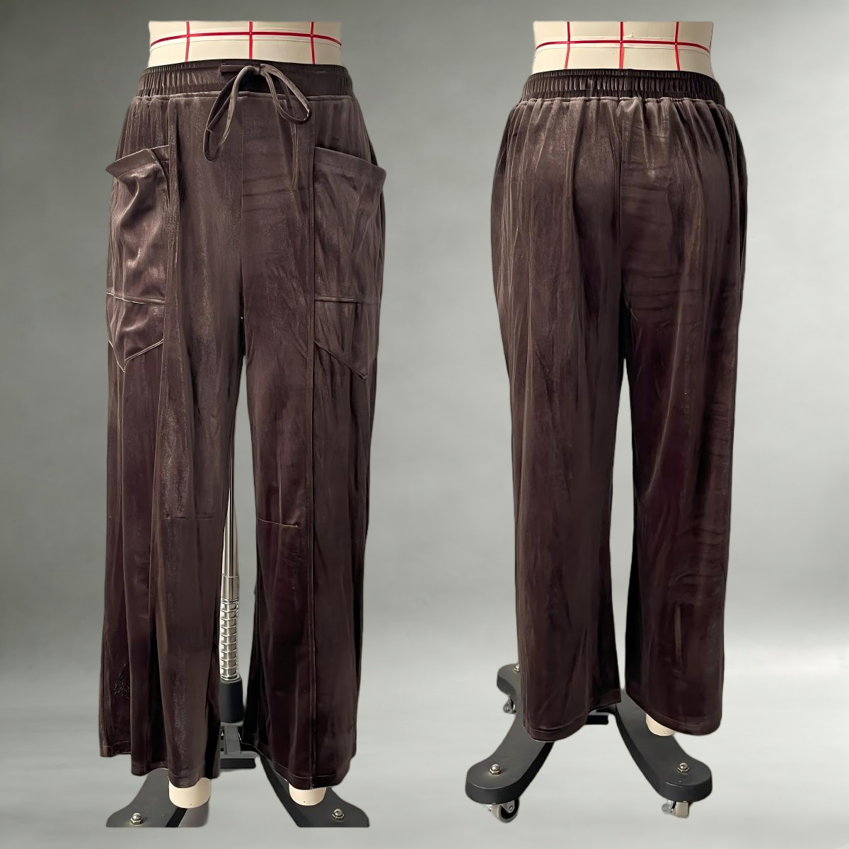 Women's Loose Wide-Leg Velvet Pants with Drawstring