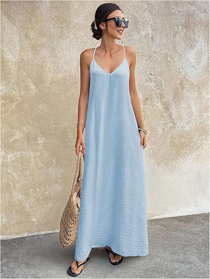 Women's Sleeveless Backless Cutout Cami Long Dress