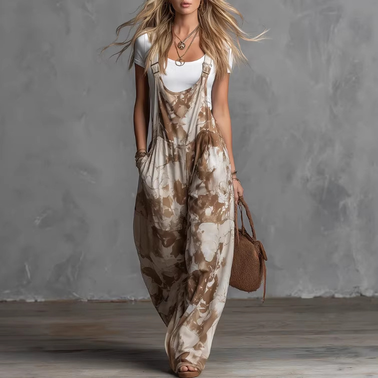 Vintage Sleeveless Printed Jumpsuit