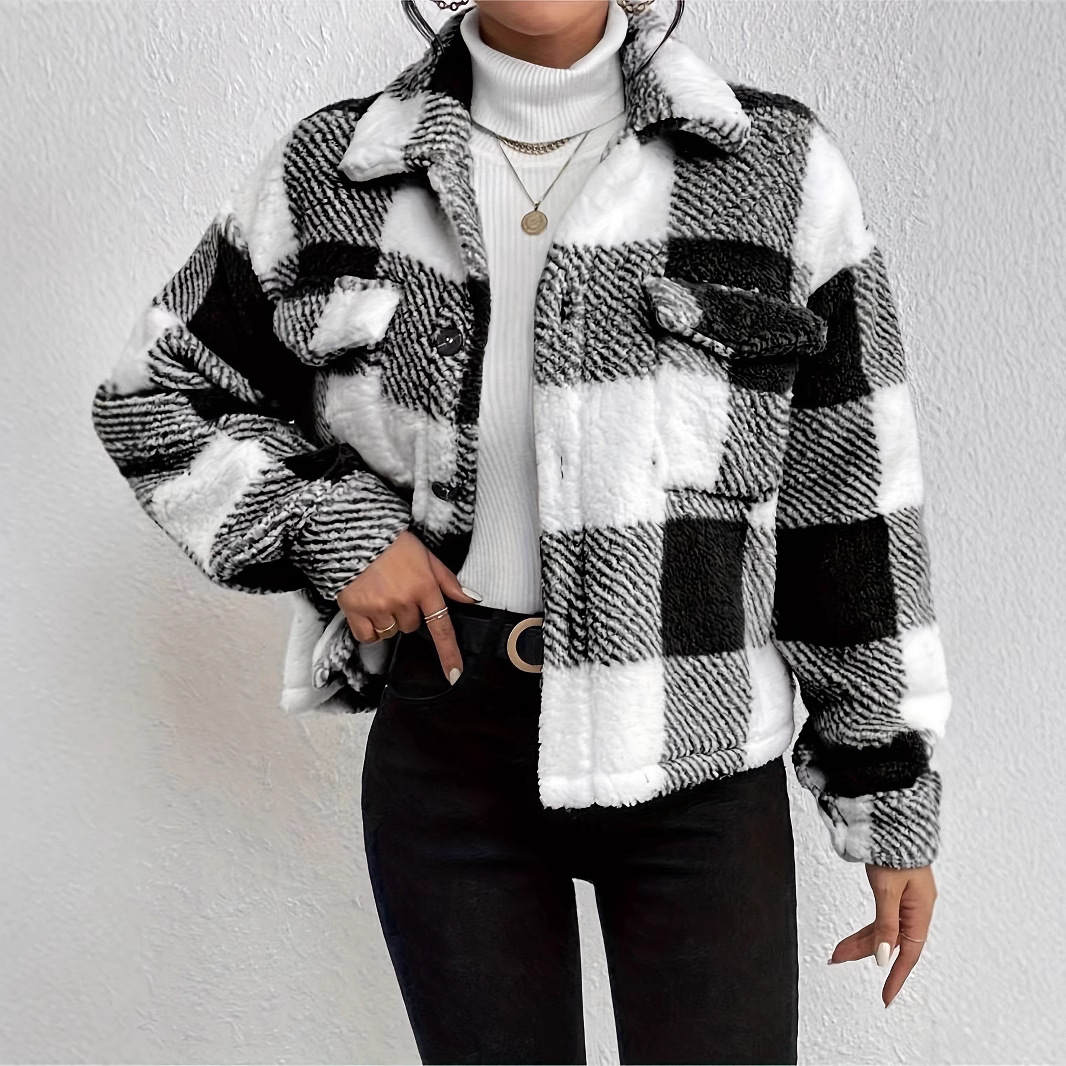 Double-Sided Fleece Button Cardigan with Patch Pockets