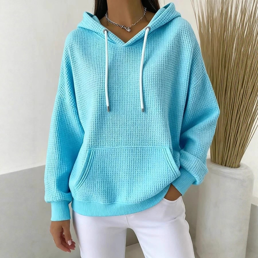 Solid Color Drawstring Hooded Pullover Sweatshirt