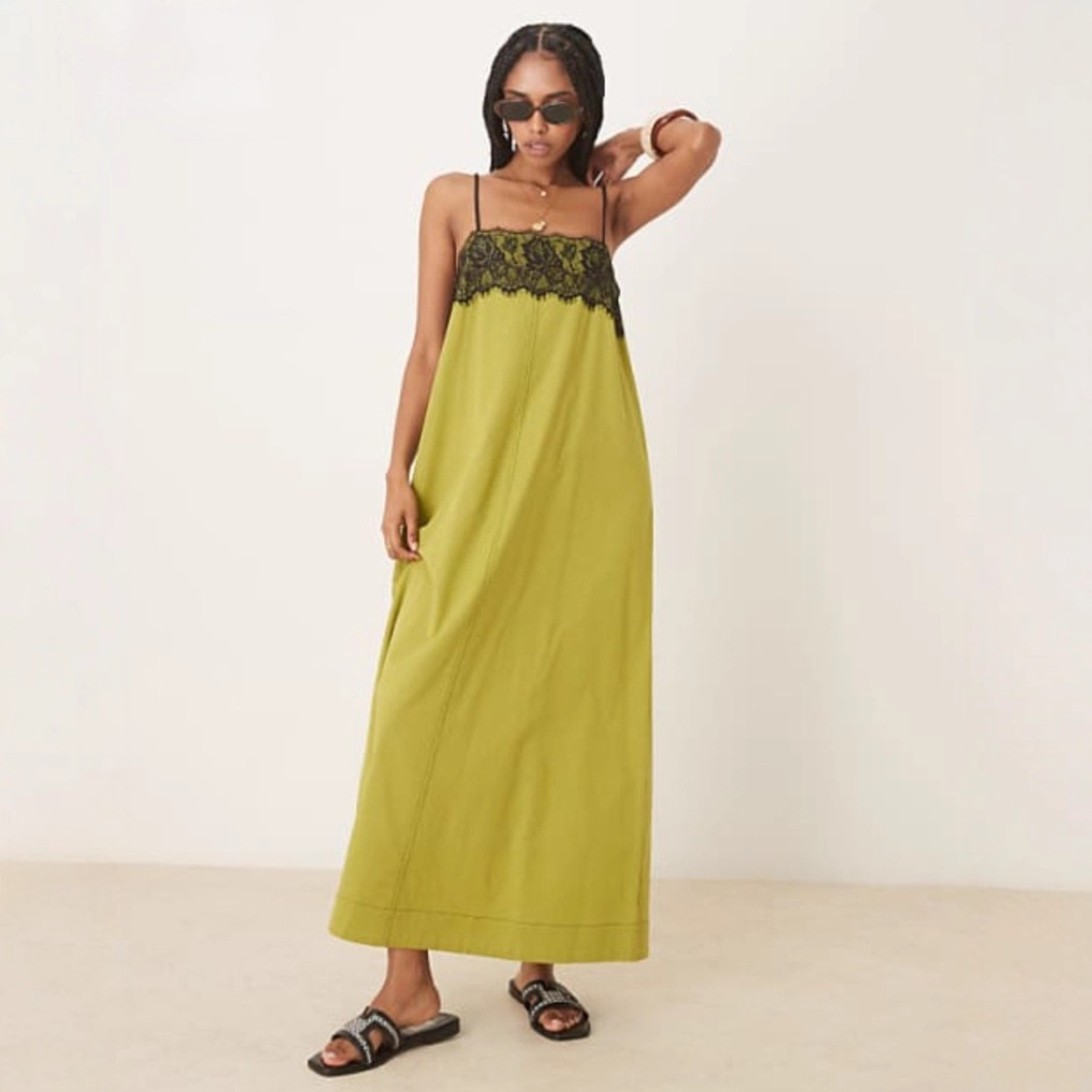 Elegant Lace Trim Sleeveless Cami Dress