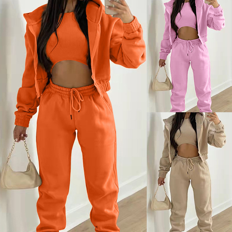 Women's Fleece-Lined Hooded Sweatshirt and Pants Set