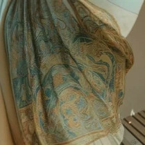 Charming Vintage V-Neck Green Print Long Dress