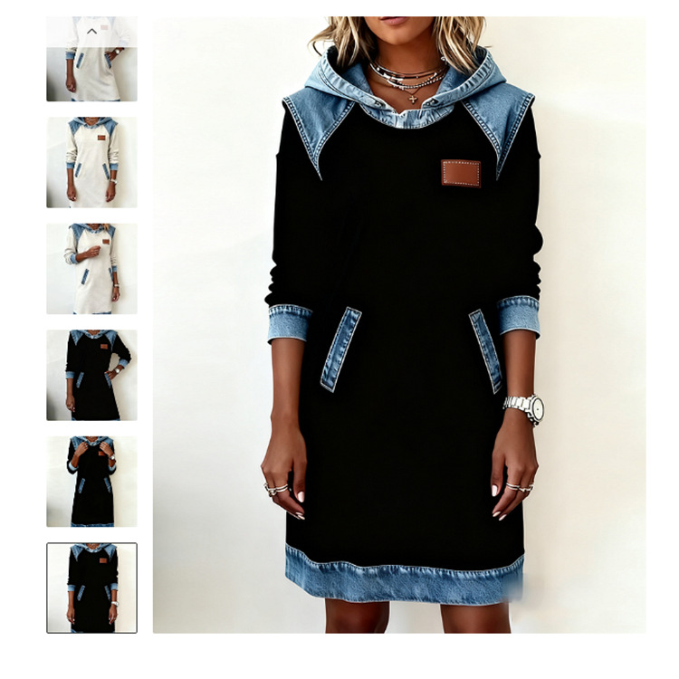 Women's Color-Block Patchwork Long-Sleeve Bodycon Dress