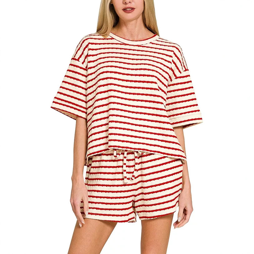 Striped Crewneck Short Sleeve & Shorts Set