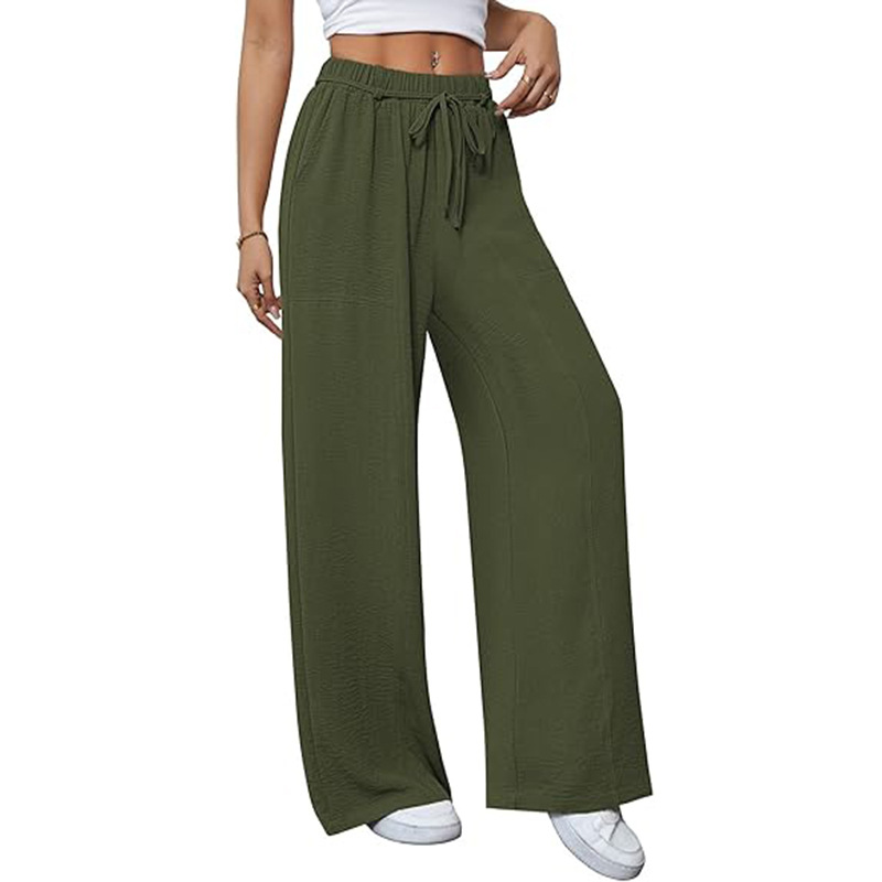 Women's High-Waist Drawstring Wide-Leg Straight Pants