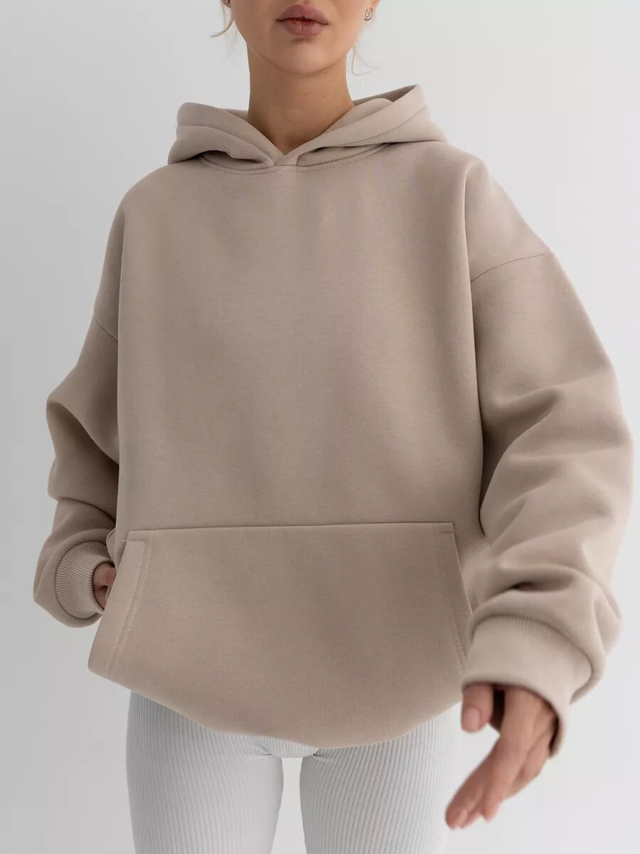 Women's Long-Sleeve Hooded Pullover Sweatshirt Loose Casual Top
