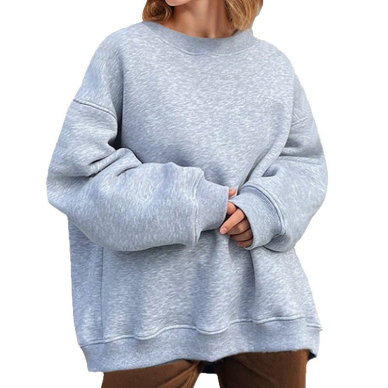 Women's Loose Crewneck Solid Pullover Sweatshirt