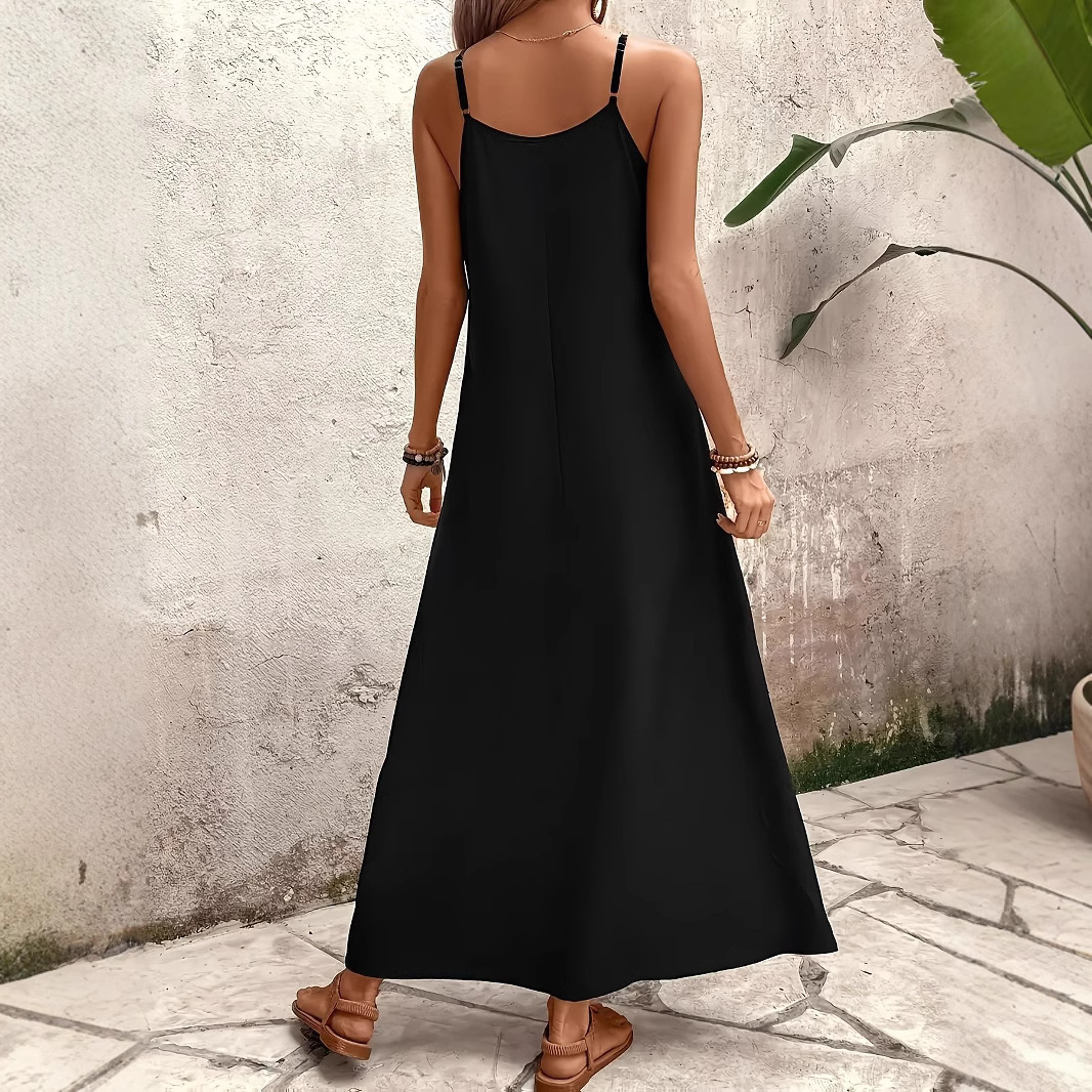 Women's Summer V-Neck Printed Sleeveless Maxi Dress