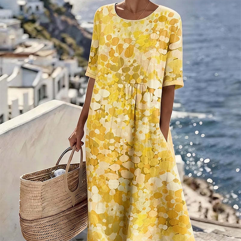Women's Boho Floral Print Ruched Bodycon Midi Dress Sleeveless
