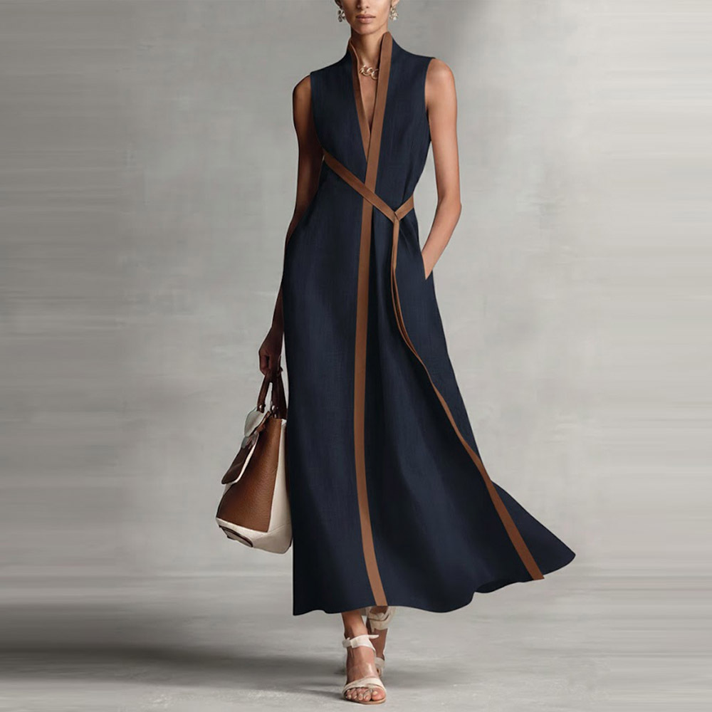 Color-Block Sleeveless Casual Dress
