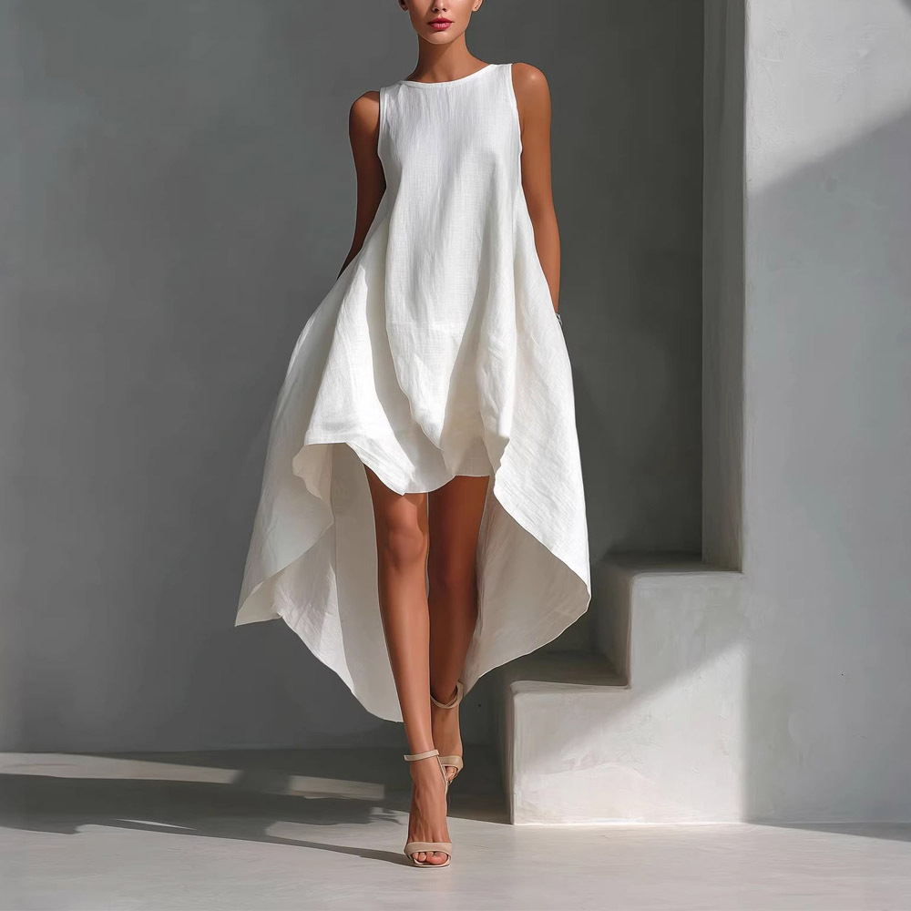 Sleeveless High-Low Asymmetrical Maxi Dress