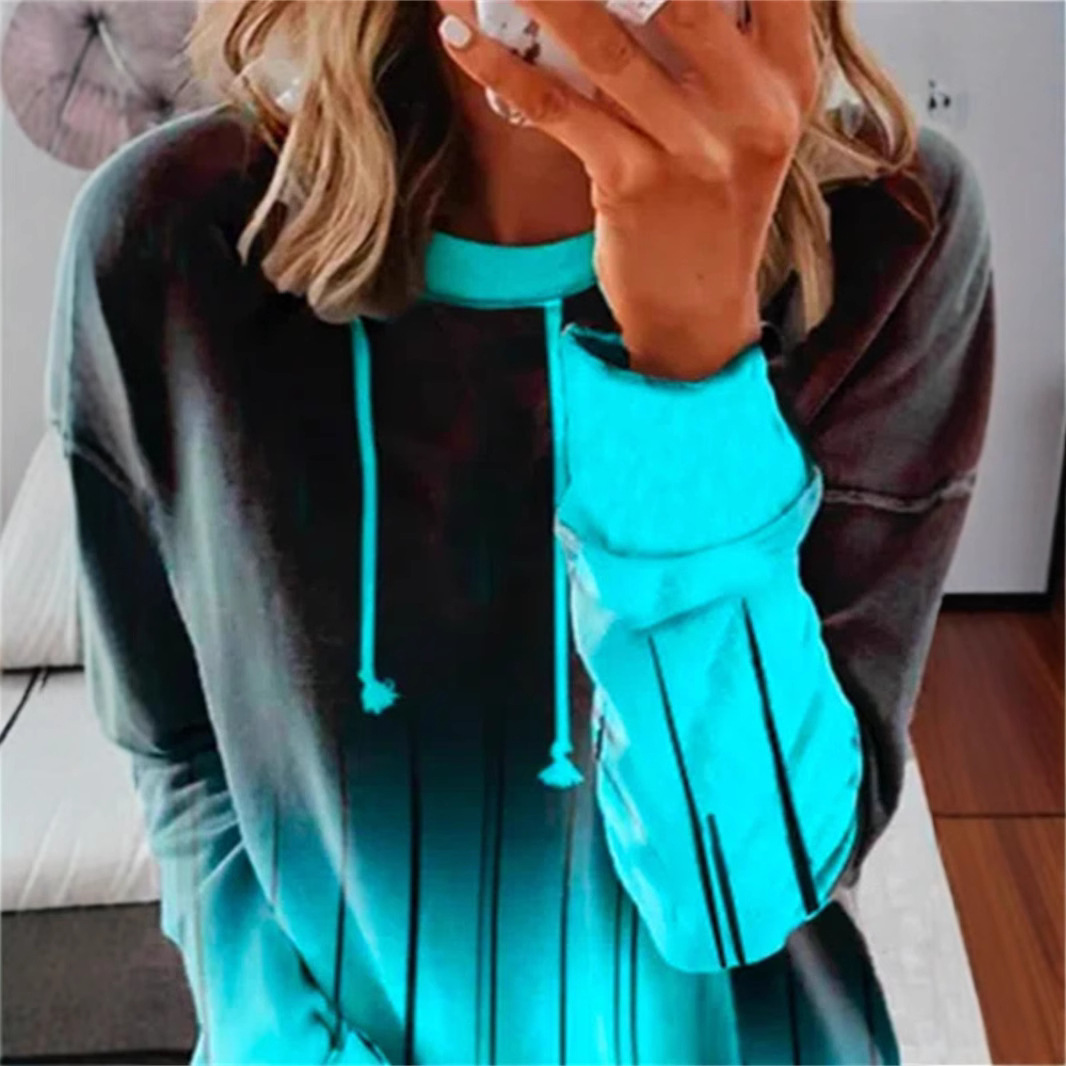 Women's Gradient Print Crewneck Loose Casual Sweatshirt
