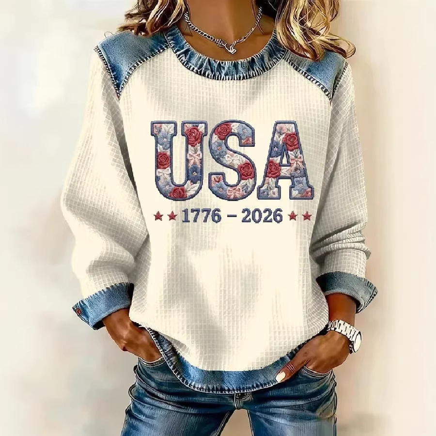 Women's USA Print Crewneck Sweatshirt