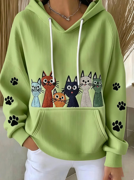 Women's Cat Paw Print Casual Sweatshirt