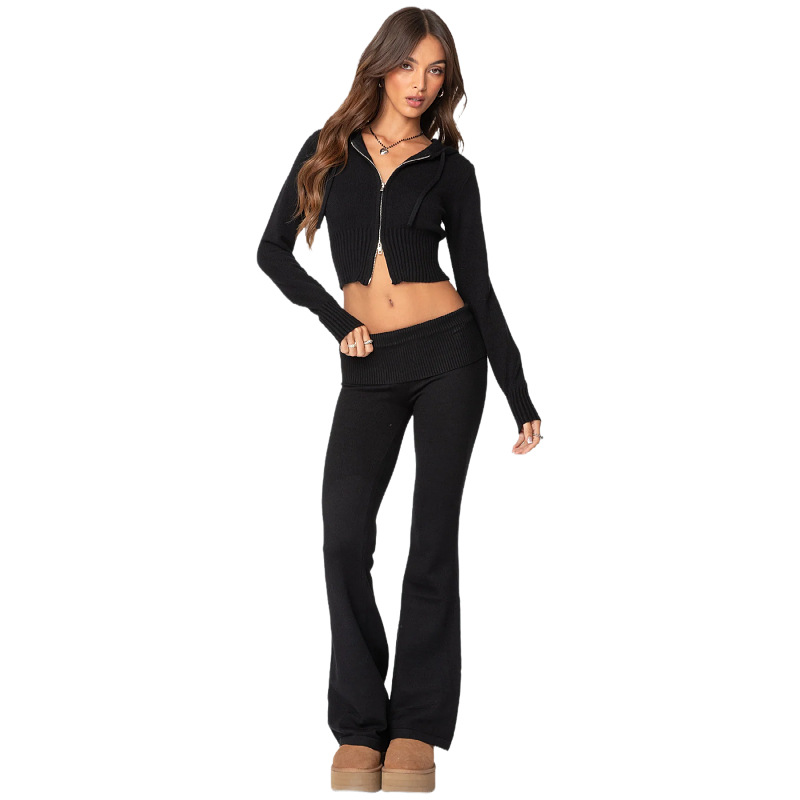 Women's Casual Zip-Up Hoodie and Pants Two-Piece Set